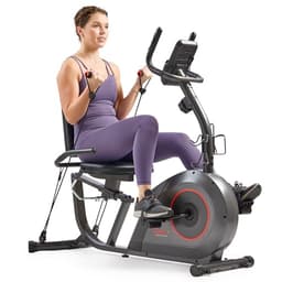 Sunny Health & Fitness 16-Level Smart Magnetic Recumbent Bike with Workout Bands
